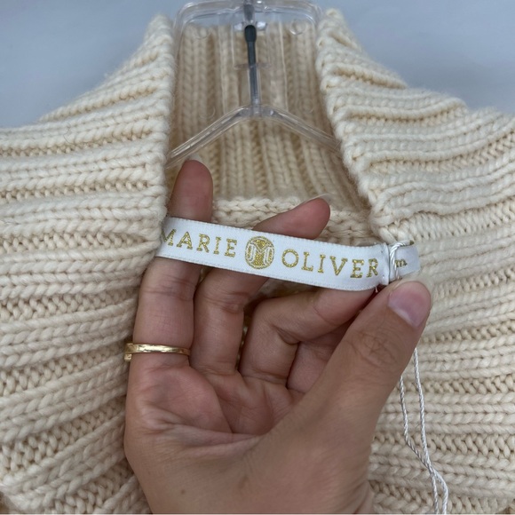 Marie Oliver Cosette Wool Blend Cream Bobble Cable Knit Turtleneck Sweater Vest - Picture 5 of 7